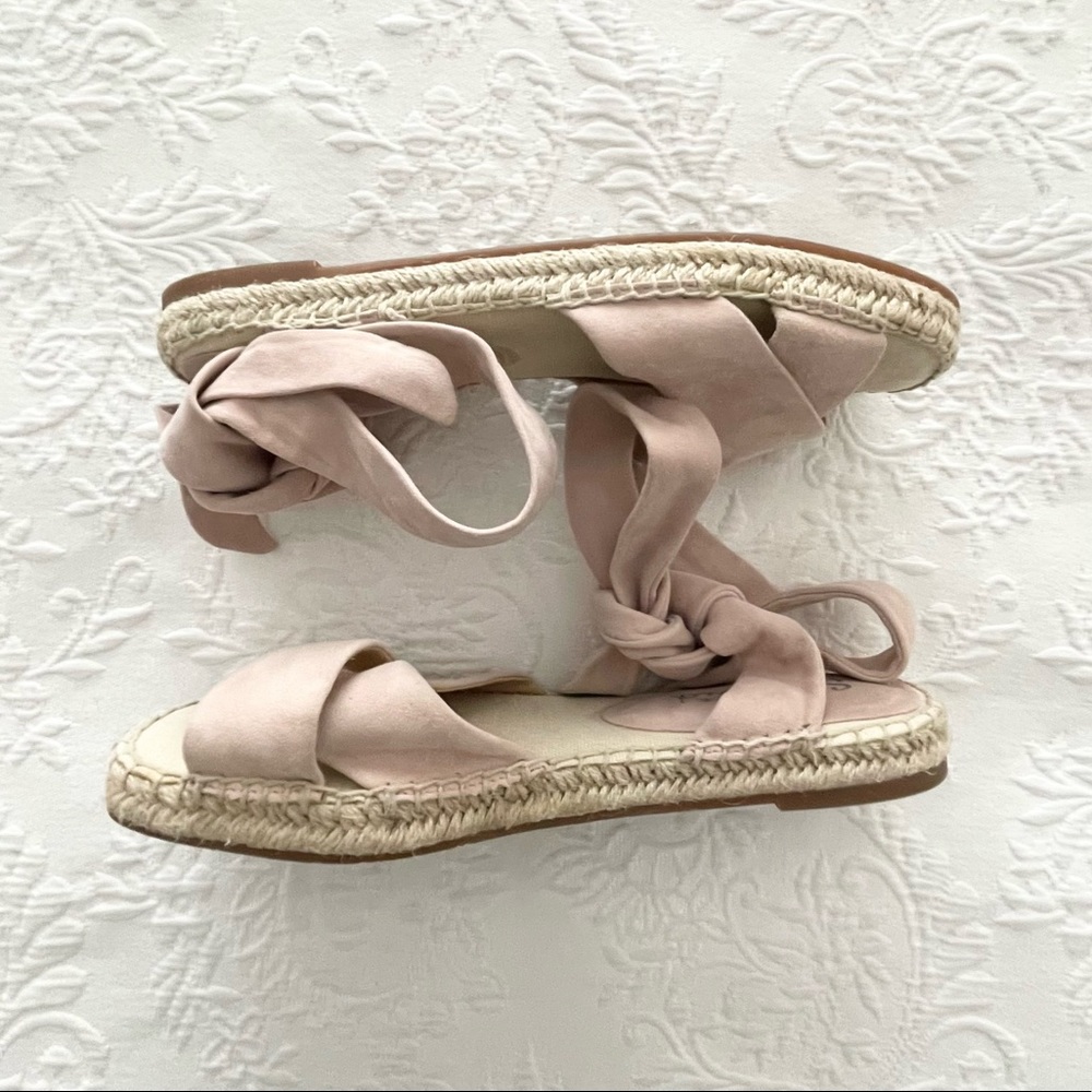 Lulus Splendid Tereza Blush Suede Leather Lace-Up Espadrille Sandals - Picture 7 of 11